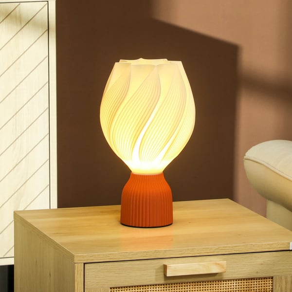 Skrivebordslampe, Elegant Blomsterdesign, Justerbar Lysstyrke,HVID