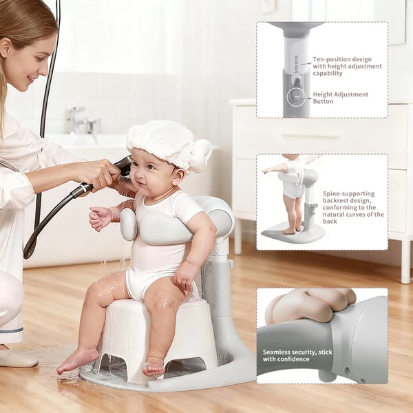 Babbadställning, Ergonomisk Design, Halkfri Bas,VIT