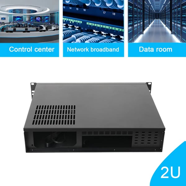 Serverchassis, Aluminium, 482mm x 89mm x 350mm, Understøtter mini ITX og micro ATX, 2U Rackmount, Plads til 3 x 3.5" HDD og 1 x 2.5" SSD