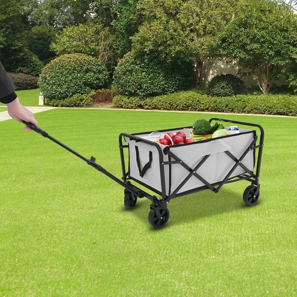 Foldbar Vogn, 200 lbs Kapacitet, Justerbart Håndtag,Khaki