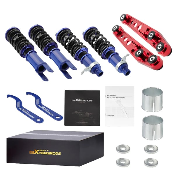 Coilover affjedringskit, aluminium materiale, 63 cm længde, 51 cm bredde, 22 mm forreste stangdiameter, passer til performance køretøjer