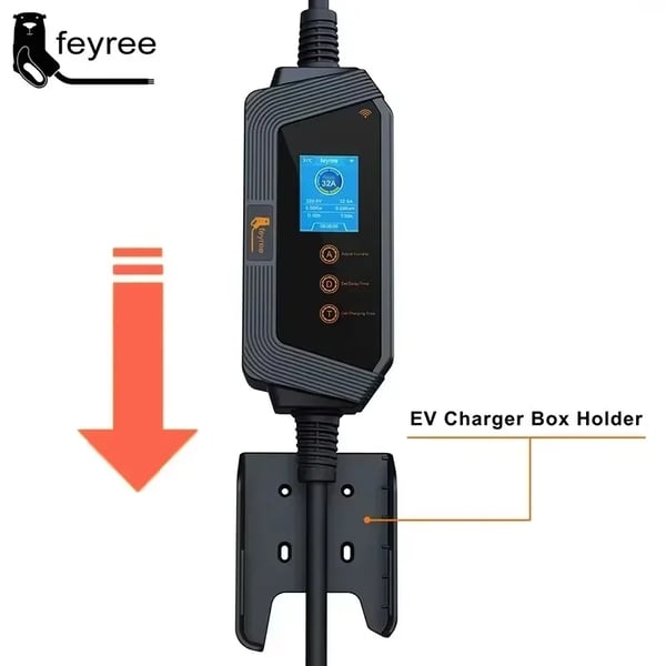 Bærbar EV-lader, 7KW effekt, justerbar ladestyrke,7KW APP NEJ Adapter