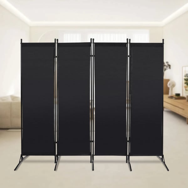 Foldbar skærmvæg, 200 cm x 170 cm, lavet af jern og oxfordstof, 360° foldbar, nem at samle, velegnet til kontorer og soveværelser