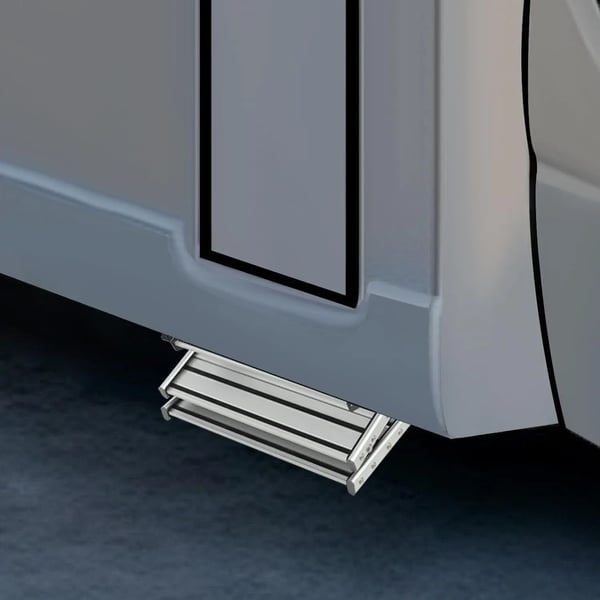 Campingvogn Indgangstrin, Dobbelttrin, Skridsikker, Letvægts Aluminiumlegering,HVID