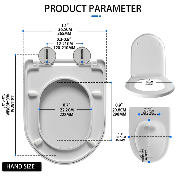 Toiletbræt, Duroplast Materiale, Standard D-formede Dimensioner, Universel Montering, Blød Lukke Mekanisme, CE Certificeret