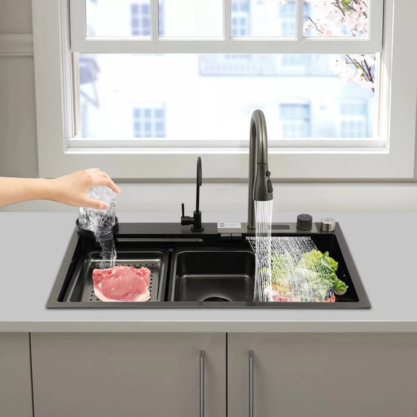 Köksblandare, Hållbart Rostfritt Stål, Modern Design,svart