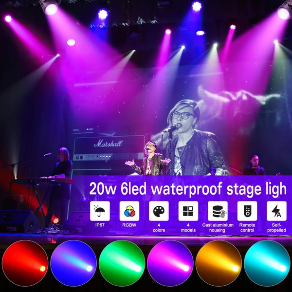 Scene Lys, 20W Effekt, RGB Farveskift, Vandtæt Design,EU stik 2PCS