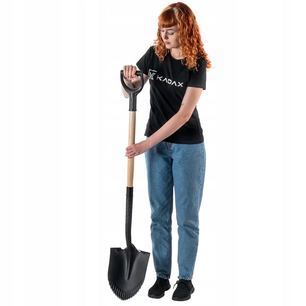 Havegreb, Stål og Træ Materiale, 23,5 cm x 130 cm Dimensioner, Takket Kants Design, Letvægts, Ergonomisk Håndtag