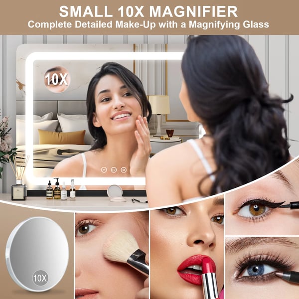Makeup Spejl, LED Belysning, 3 Farvetemperatur Indstillinger,sort