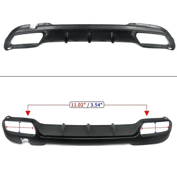 Bageste kofanger diffuser, passer til AMG Line modeller, holdbar ABS konstruktion,som vist