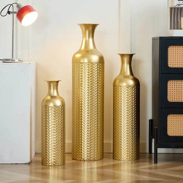 Gulvvase Sæt, Elegant Design, Alsidig Dekorativ Brug,Guld