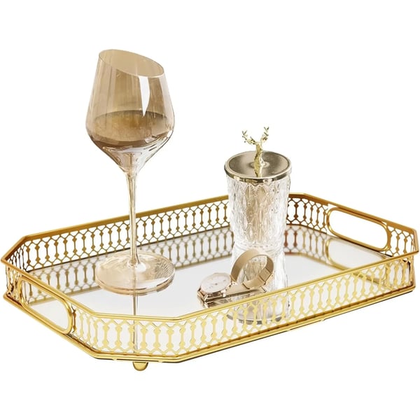 Dekorativ Bakke, Elegant Spejlfinish, Alsidig Opbevaringsløsning,Gul