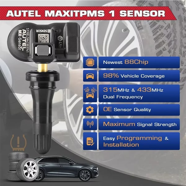 TPMS-sensor, dualfrekvenskompatibilitet, brugervenlig installation,4stk gummisensor