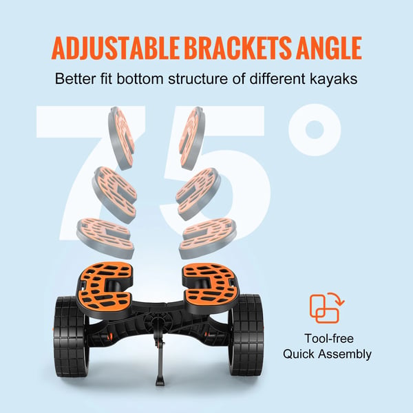 Kajakvogn, Terrænkugler, Aftageligt Design,320lbs