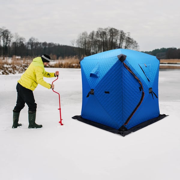 Isfiskehus, Dubbel Ventilationsfönster, Hållbart Tyg,Blå