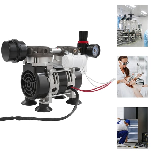 Industriel oliefrie vakuumpumpe, 230 W, 1400 o/min, 2.8 Bar (40 PSI), 58 Ltr/min (12.76 gal/min), 11 x 17.5 x 14.9 cm (4.33 x 6.88 x 5.86 in)