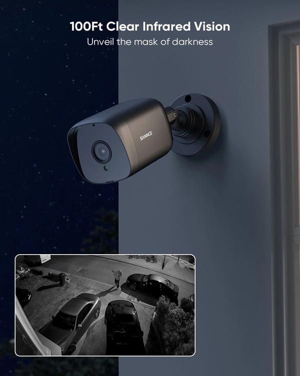 Sikkerhedskamera, 5MP opløsning, natvision op til 30 meter,4Pcs Kamera