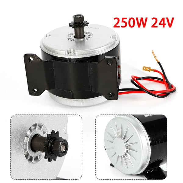24V DC motor, 250W effekt, 2750 RPM hastighed,Sort, 1STK
