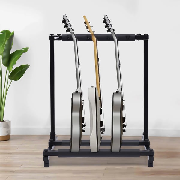 Gitarrställ, hållbart järnkonstruerat, rymmer 3 gitarrer,svart