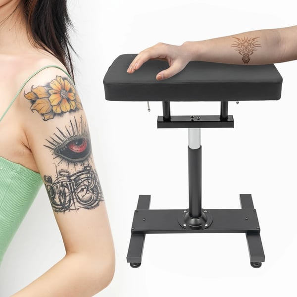 Tattoo Armstøtte, Hydraulisk Løft, Justerbar Højde og Vinkel,Sort