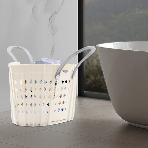 Tvättkorg, Fällbar Design, Hållbart Material,VIT