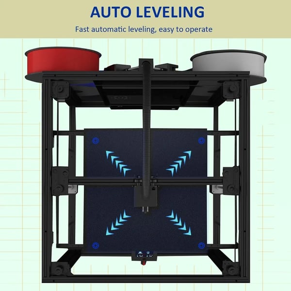 3D-printer, flerfarvet print, justerbart design med fire ekstrudere, automatisk nivellering,sort, EU