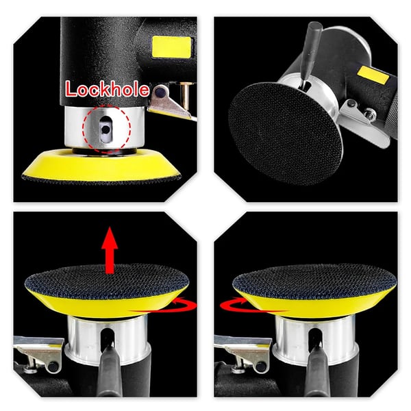 Luftsliber, Mini størrelse 1"/2"/3", 1200 RPM tomgangshastighed, 3 mm orbitdiameter, 1/4 tomme NP luftudgang, Letvægts