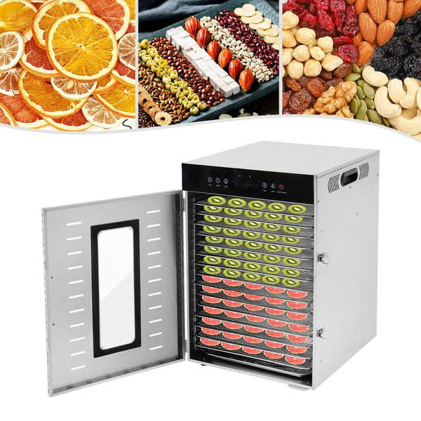 Madtørrer, Effekt 1350W, Temperaturinterval 30-90°C, Tidsinterval 0,5-24 timer, Produktstørrelse 40*46*60 cm, Bakke størrelse 28,5*38,5 cm