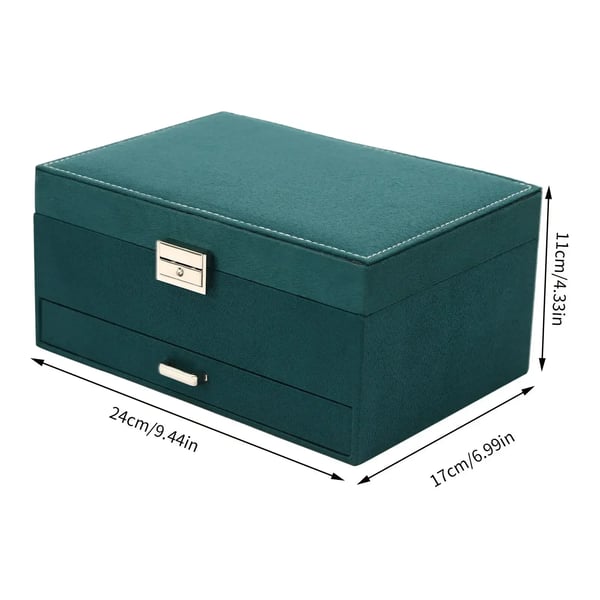 Smykkeskrin, Tre-lags design, Låsbart organizer,grøn