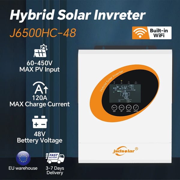 Hybrid sol inverter, ren sinuskurve, realtids overvågning,48V, 220-240V, 6500W 48V