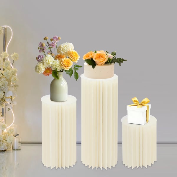Cylinder Blomsterstand, Holdbar Display Design, Sæt af 3 Stande,HVID