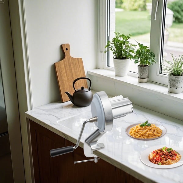 Manuel Noodle Press, Ergonomisk Håndtag, Holdbar Aluminiumlegering,Sølv