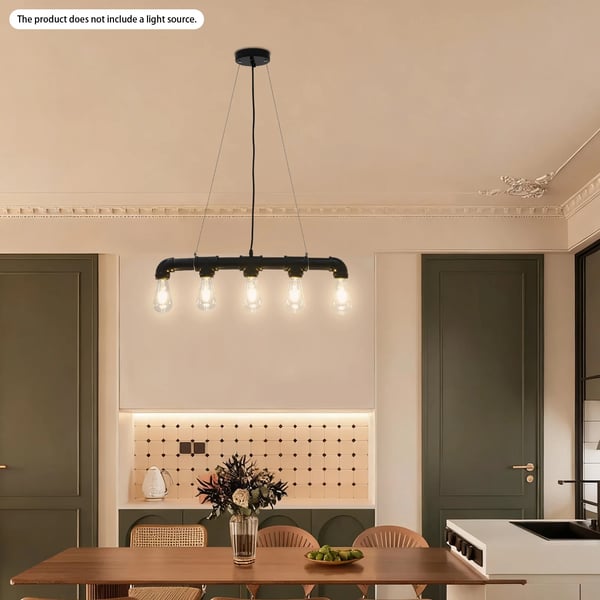 Pendellampe, Industriel Stil, Justerbar Højde,sort