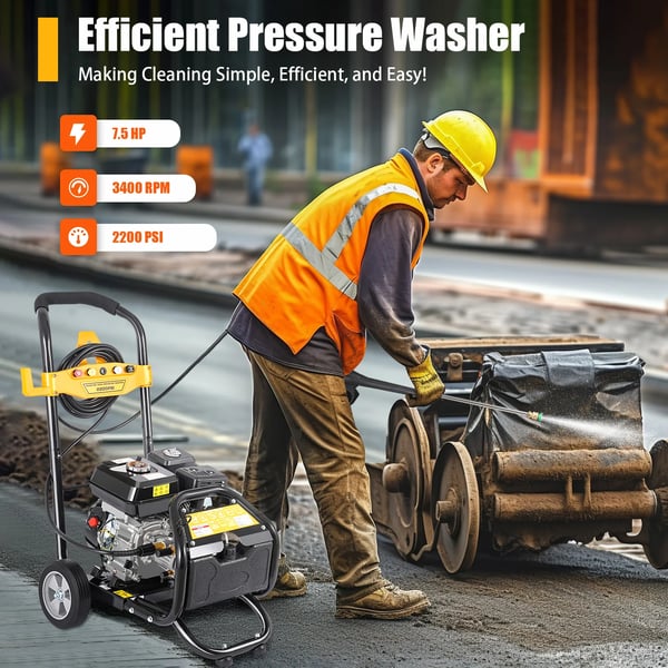 Højtryksrenser, 2200 PSI, 5 Dyseindstillinger,Benzin, sort