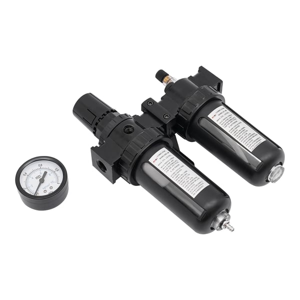 Olie-vand separator, PC materiale, 1/4" forbindelsesstørrelse, justerbart tryk, effektiv filtrering, kompatibel med pneumatiske systemer