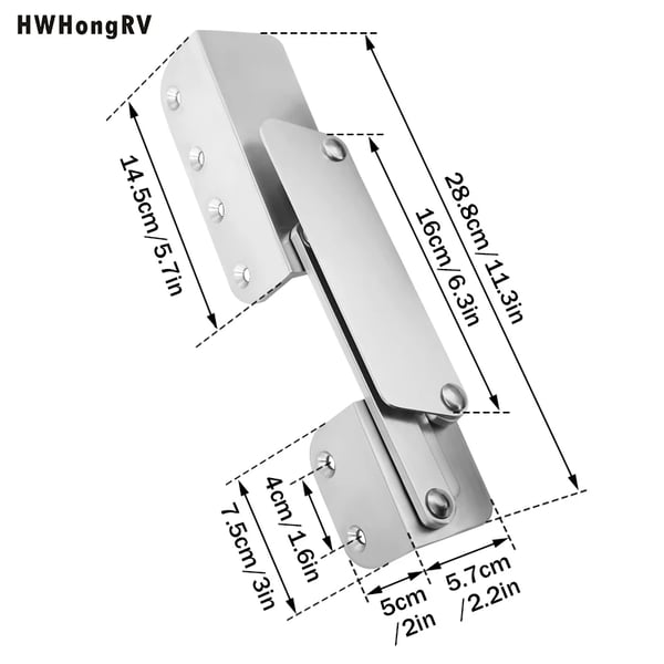 Bådsæde hængsel, aluminiumkonstruktion, anti-klem design, 28,8 cm x 5,7 cm x 6,5 cm, vægt 1 kg, alsidig kompatibilitet