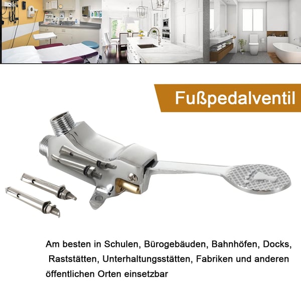 Fodpedal kontrolventil, kobber + 304 rustfrit stål, vandindtag 1/2 tomme, vandudtag 1/2 tomme, hænder-fri betjening, nem vedligeholdelse