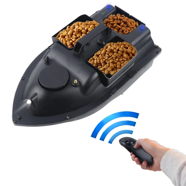 Fiskebaitbåd, 2 kg belastningskapacitet, 500 m kontrolområde, ABS-materiale,sort