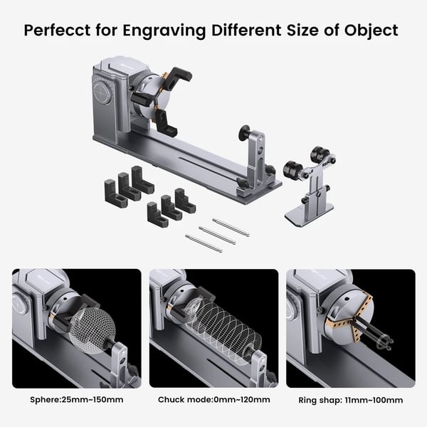 Rotary Kit til Laser Gravør, Multi-Klo System, Højhastigheds Gravering,sort