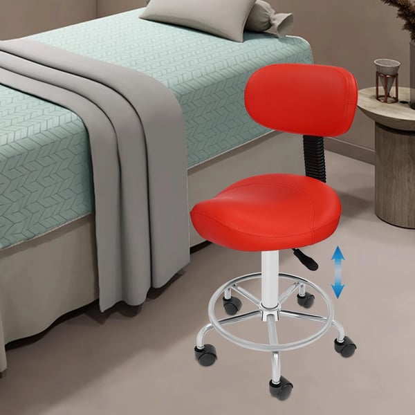 Sadelstol, Ergonomisk Design, Justerbar Højde,Rød