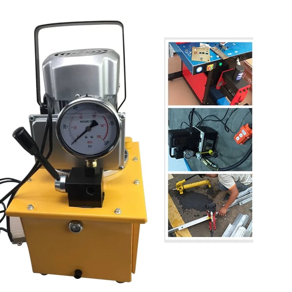 Elektrisk hydraulisk pumpe, 750W, 10152psi trykområde, 7L oliekapacitet, 0,6 - 5l/min flowhastighed, dimensioner 360x280x440mm