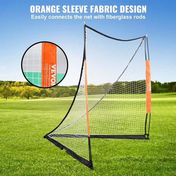 Lacrosse Mål, 6 x 6 fod, Fiberglass Stang, Knudefri Polyester Net, 17,13 lbs, Egnet til Standard Mål