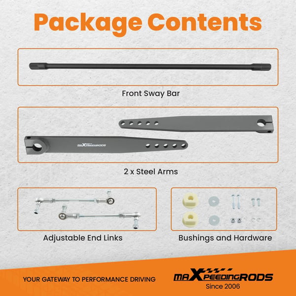 Front Sway Bar Links Kit, Holdbart varmebehandlet stål, Justerbar længde 255-285 mm, Direkte erstatning