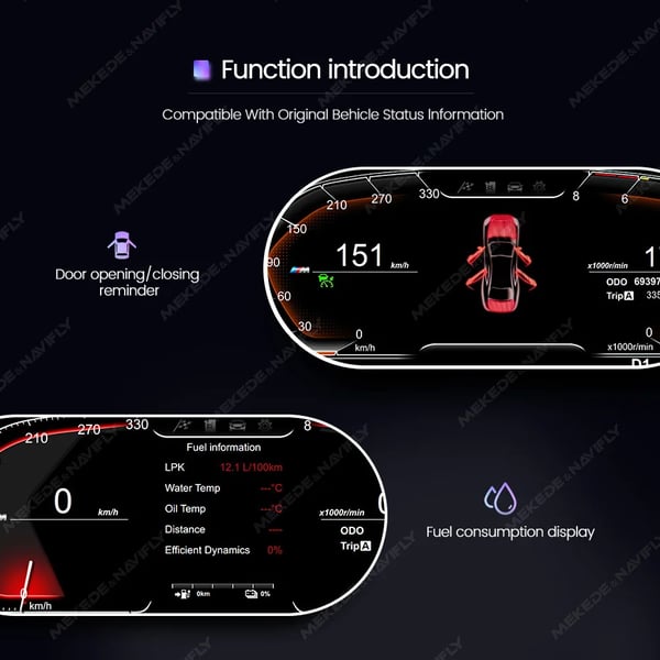 Digitalt Dashboard Cluster, Kompatibilitet med BMW 3 4 Serie F30 F31 GT-F34 F32 F33 F36 2013-2019, 12,3 Tommer Skærm, Speedometer Visning,BM003-OM-26