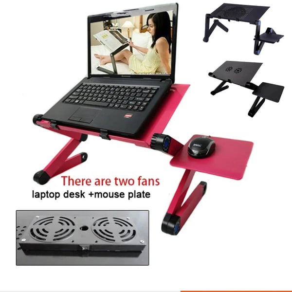 Justerbart Laptopbord, Ergonomisk Design, Dobbelt Køleventilatorer,En fan