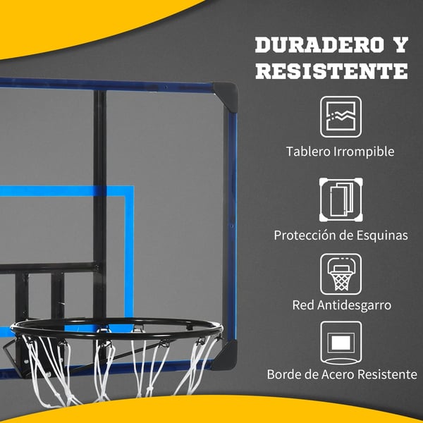 Basketballkurv, Stålramme, 113 x 61 x 73 cm, 113 x 73 cm Tavle, 45 cm Kurvdiameter, Højkvalitets Polyester Net