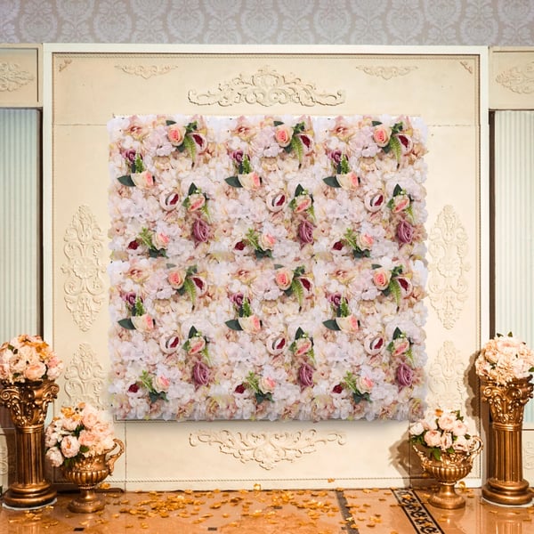 Blomster Vægpaneler, Kunstig Dekoration til Begivenheder, Nem Installation,6 stk