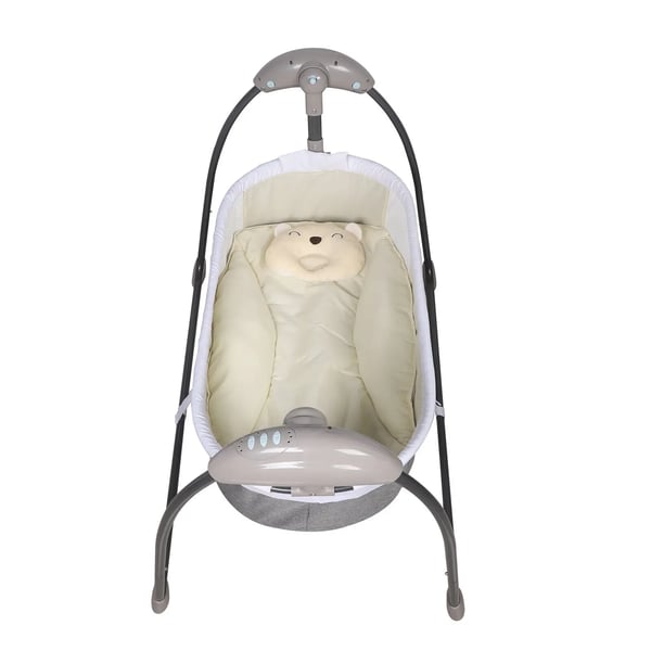 Baby Electric Shaking Bed, 3-hastigheds gynge, fjernbetjening, 10 kg kapacitet,GRÅ