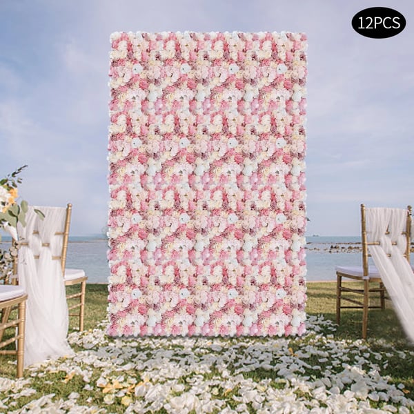 Blomster Vægpanel, Realistisk Kunstig Blomster, Alsidig Indendørs og Udendørs Brug,Pink