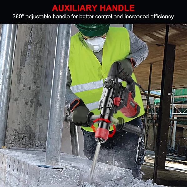 Nedbrydningshammer, 1300 Watt, 6 Joules slagenergi, 0-920 RPM hastighed, SDS-Plus kompatibilitet, anti-vibrationshåndtag